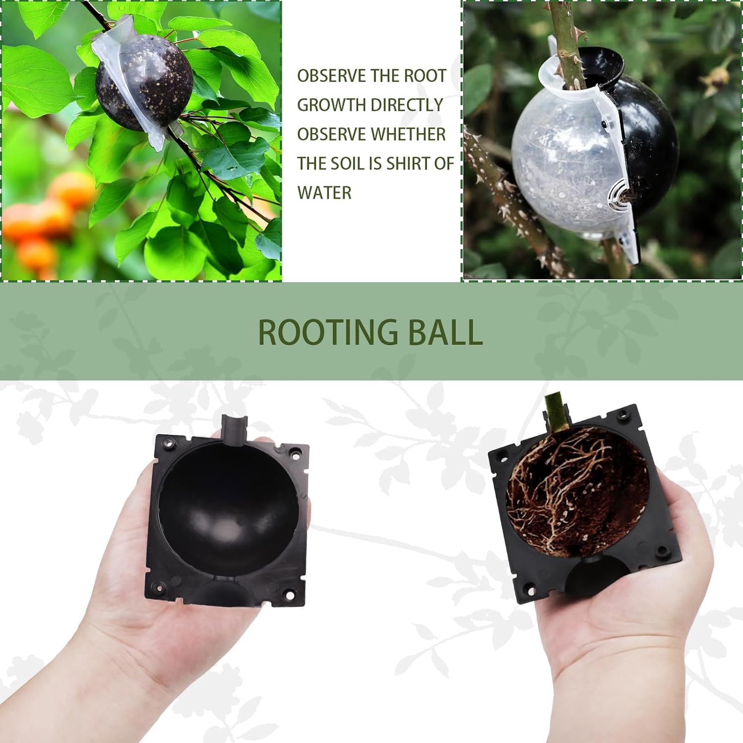 30 Pack 3 Sizes Plant Root Growing Box with 120 pcs Zip Ties, Air Layering Propagation Ball Kit Tree Rooting Grafting Tools for High-Pressure Grafting, Reusable Rooting Device
