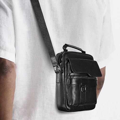 Miniatura 7 de Bolso cruzado pequeño para hombre, de piel sintética, bolso de mensajero, bolsa cruzada, bolsa de hombro, bolsa de pecho, trabajo, viajes al aire