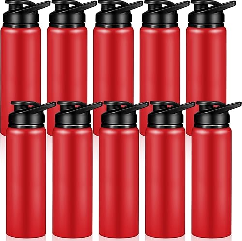 CHENGU 10 botellas de agua de aluminio de 24 onzas, botellas reutilizables de aluminio, ligeras, con tapa a presión, botella de agua deportiva,