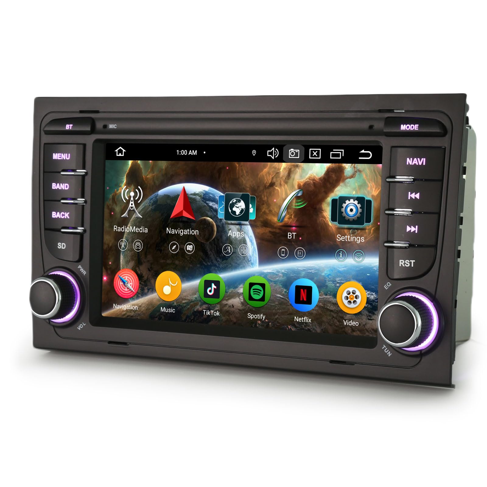 Erisin 8-Core 4GB+64GB Android 14 Radio Coche Estéreo de Automóvil para Audi A4 S4 RS4 8E B9 Seat Exeo 7" GPS Navegación IPS Wireless CarPlay Android Auto DSP Bluetooth 5.0 WiFi Dab+ USB Canbus OBD2