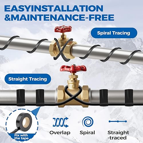 Miniatura 6 de Heat Tape - Cable de calefacción de deshielo, para tubos de metal o plástico, para proteger tuberías de agua contra la congelación, temperatura