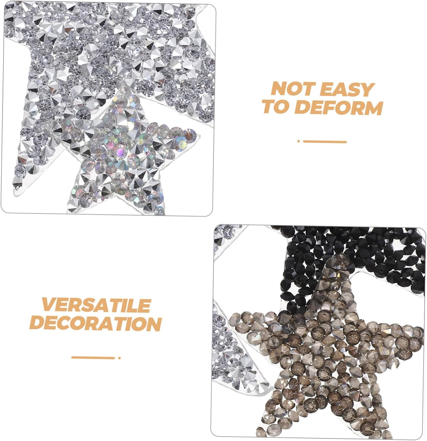 24pcs Heat-on Star Rhinestone Patches for Clothes Shoes Xmas