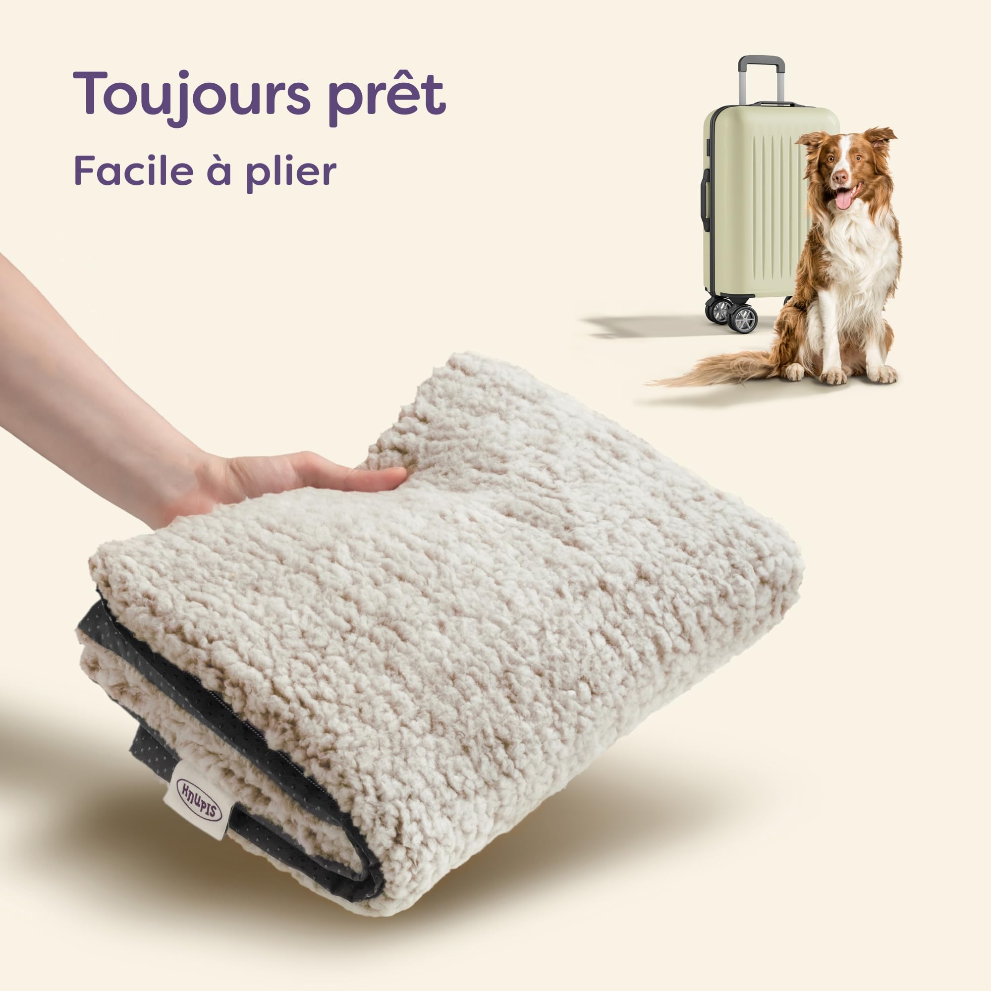 Knupis Tapis Chauffant pour Chien – Grande Tapis Auto-Chauffant 90×60 cm – Housse Lavable – Coussin Doux et Moelleux sans Électricité – avec Dessous Antidérapant (Marron)