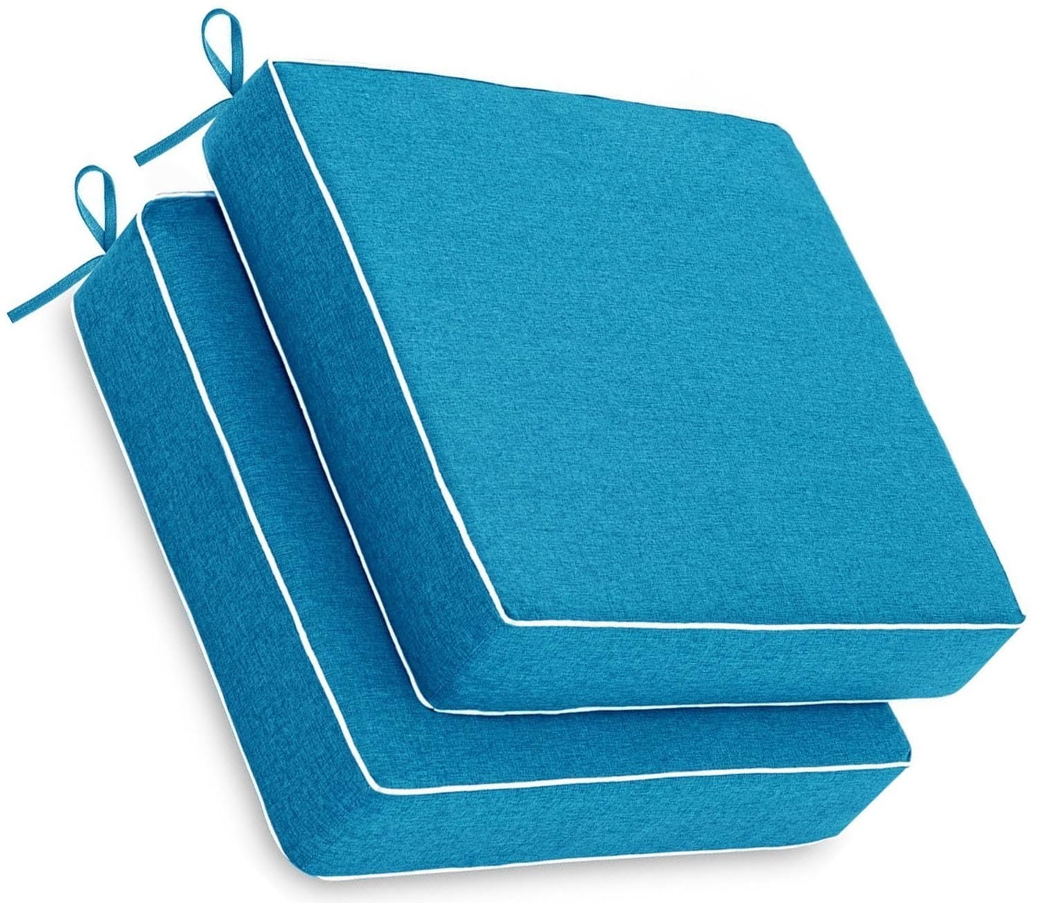 Set di 2 cuscini impermeabili per sedia da esterno, colori resistenti allo sbiadimento, lacci inclusi, in pelliccia per patio, giardino, divano (19x19x4in / 48 x 48 x 10 cm)