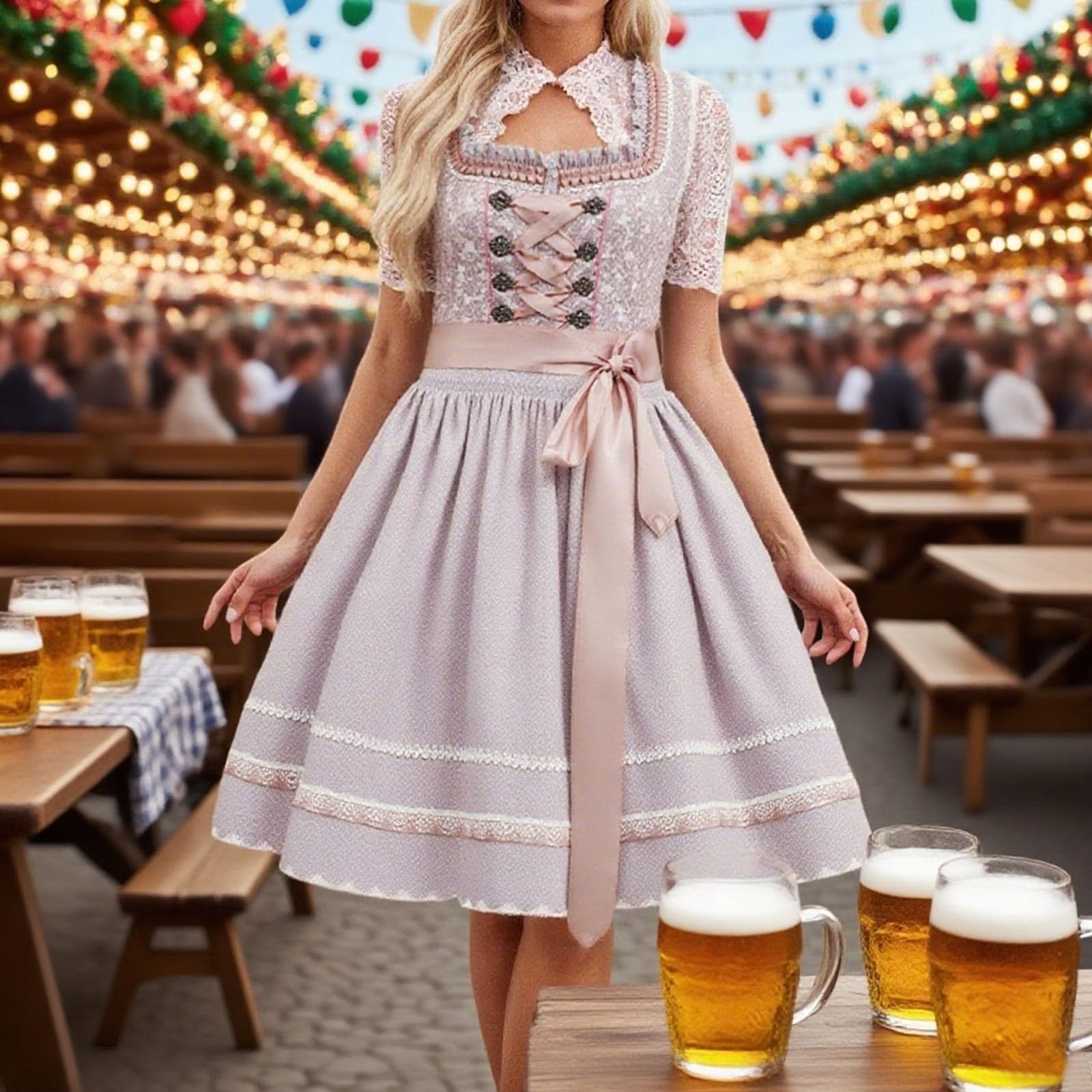 SKFLABOOF Dirndl Grosse Grössen Midi Dirndlschürze Kaufen Für Damen Schürze Lang Gr 50 Samt 70 cm Unter 100 Euro Dindl Dirdnl Stretch Trachtenrock Dirdl Modern