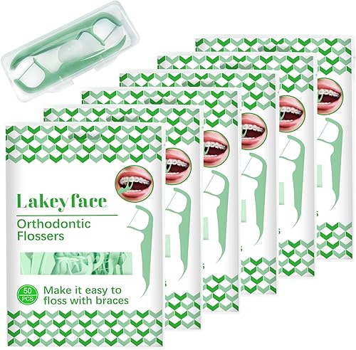 300 hilos dentales de ortodoncia para aparatos ortopédicos con dispensador de hilo dental, hilo dental para dientes de niños y adultos, hilo dental