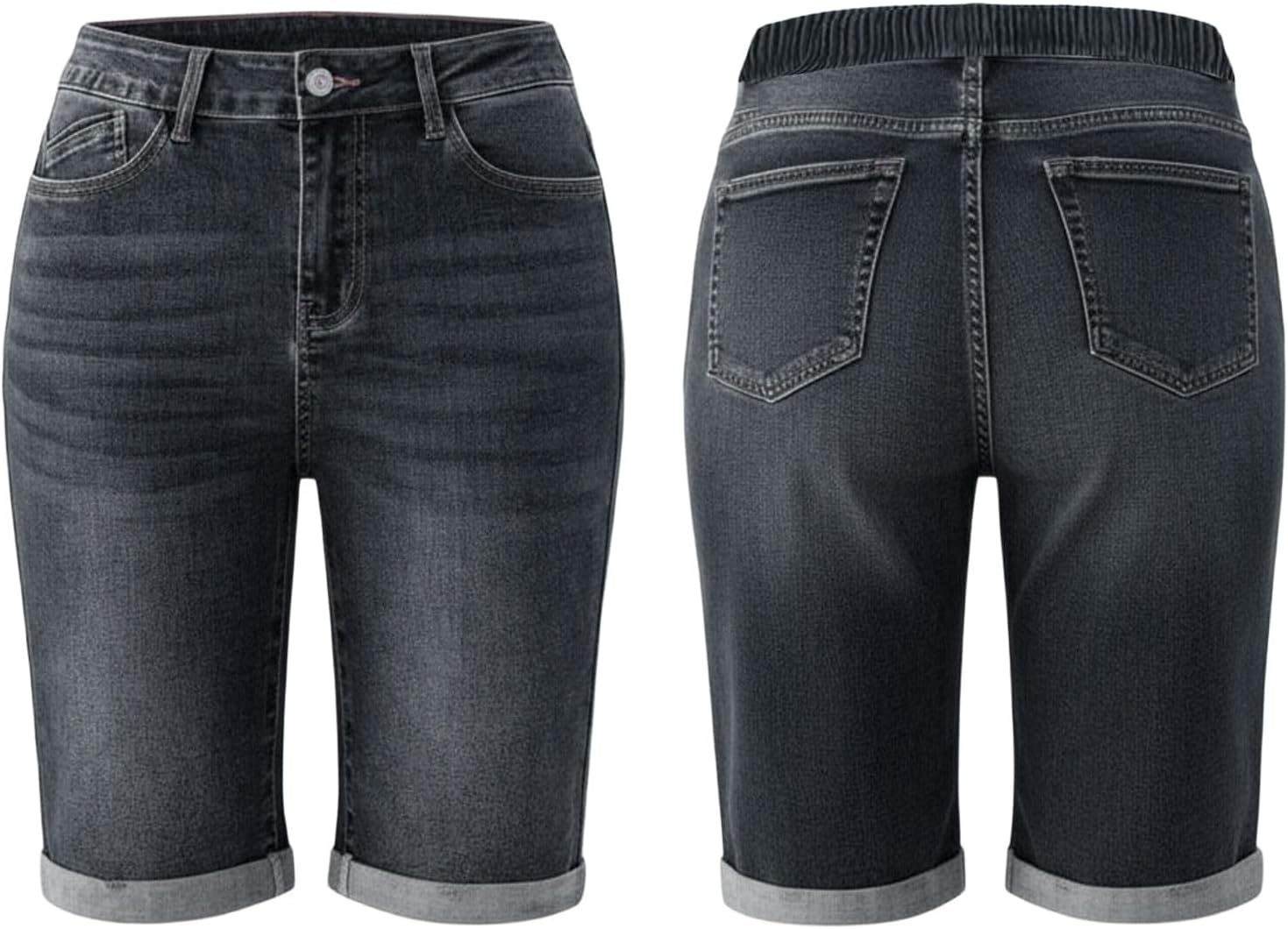 Denim Shorts for Womens High Waisted Button Front Pockets Summer Casual Outfits Short Jeans for Travel Beach Vacation