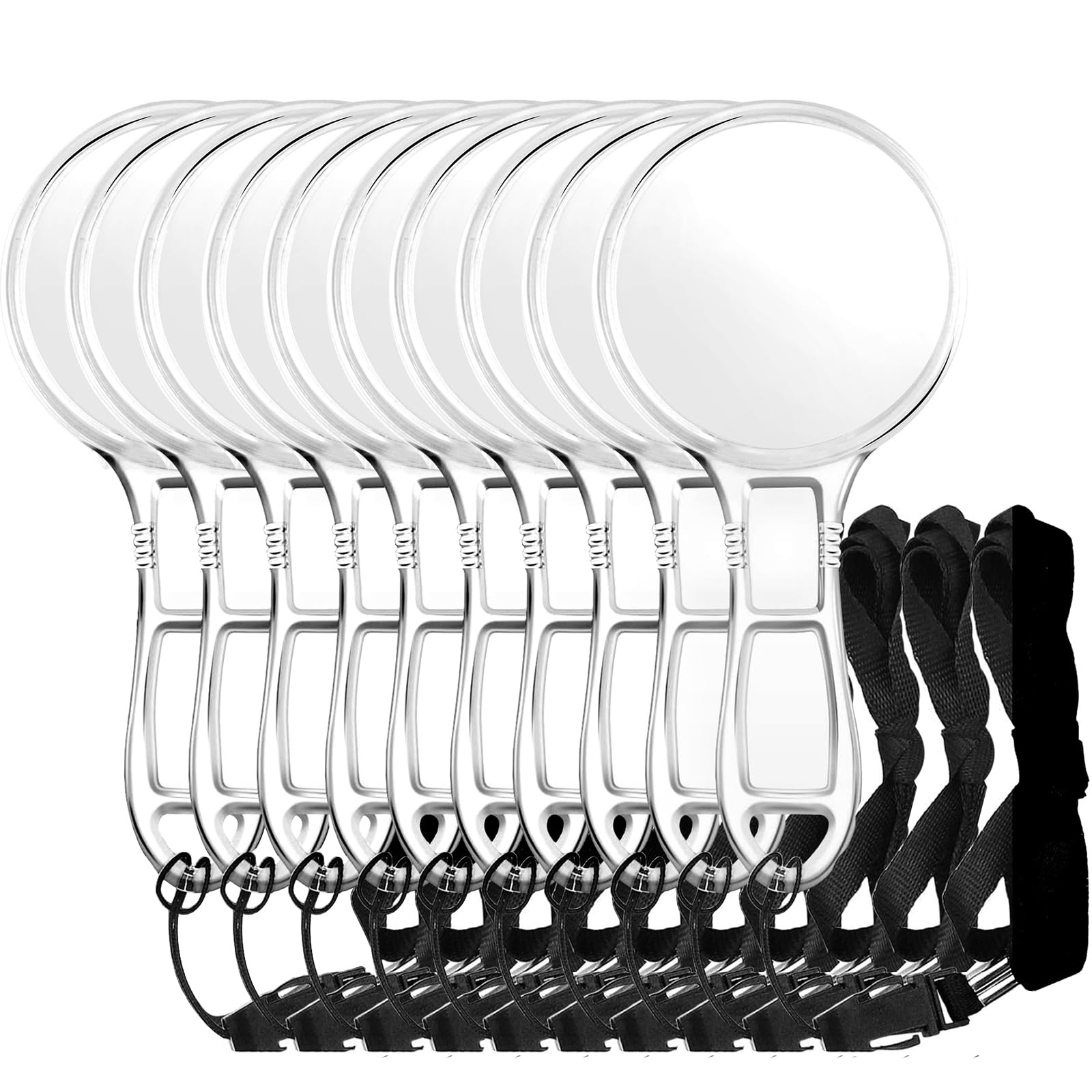 Homgaty 10Pcs Handheld Magnifier, Reading Magnifying Glasses with Lanyards, 6X Lenses for Seniors Low Vision,Books, Pages