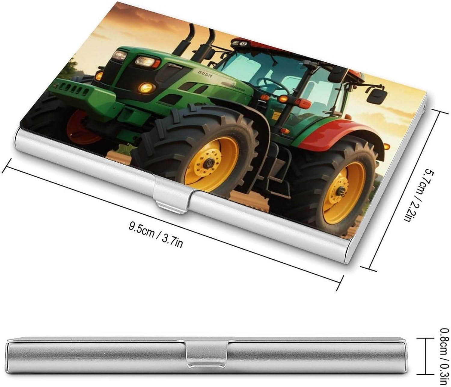 Tractor Theme Business Card Case Metal Slim Business Card Holder Professional Name Card Holder Pocket Metal Case Business Card Wallet Pocket Wallet Name Card Case for Women Men
