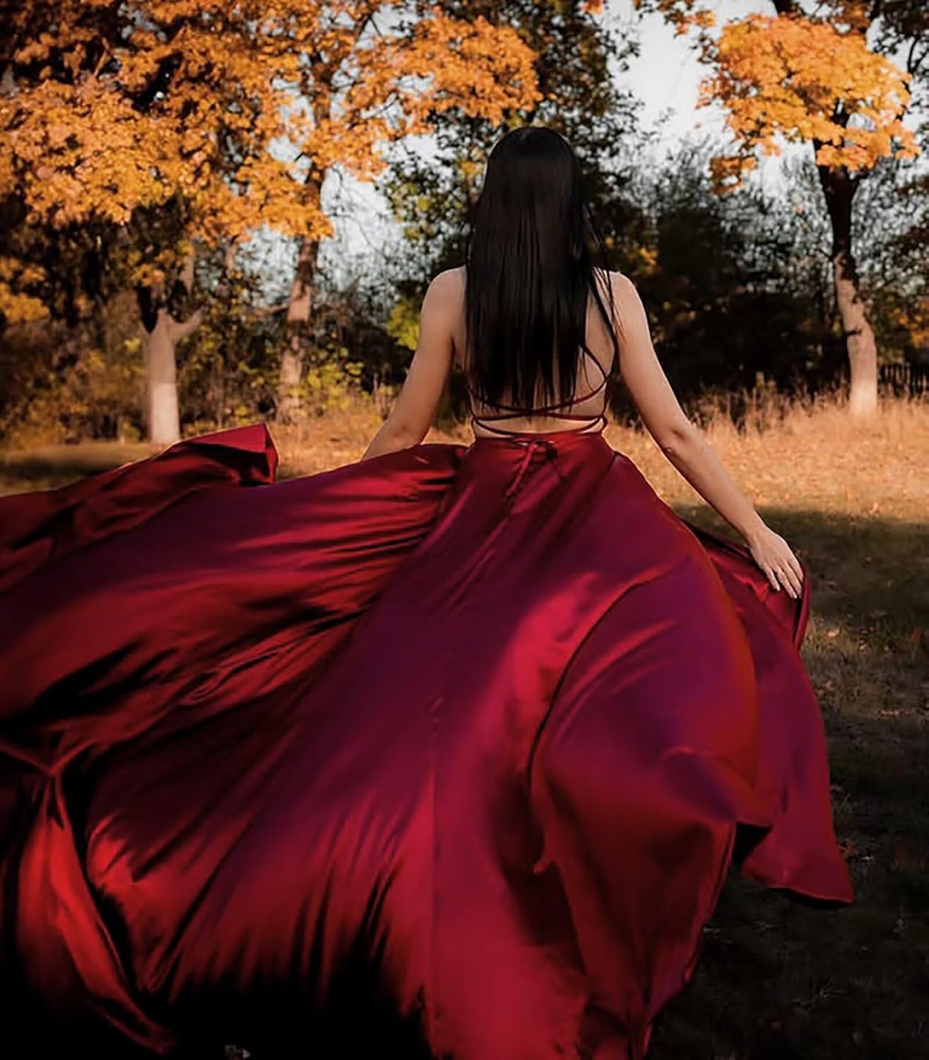 MisShow Women's Spaghetti Straps Prom Dresses with Slit Satin Bridesmaid Dress Long Evening Formal Party Gown - Image 5