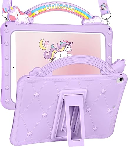 Funda de silicona para iPad de 987 generación de 10.2 pulgadas para niñas con diseño 3D de dibujos animados Kawaii con soporte y correa para iPad