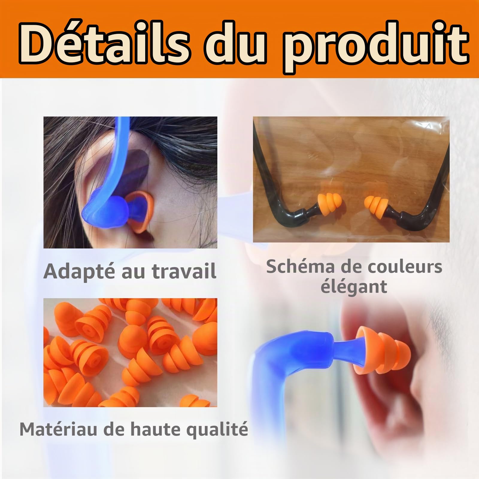 Casque Anti-Bruit avec Oreilles Souples en TPE – 2 Casques + 5 Paires d'Oreilles de Rechange, Confort Ergonomique, Idéal pour le Travail, la Natation et les Voyages, Protection Efficace contre le