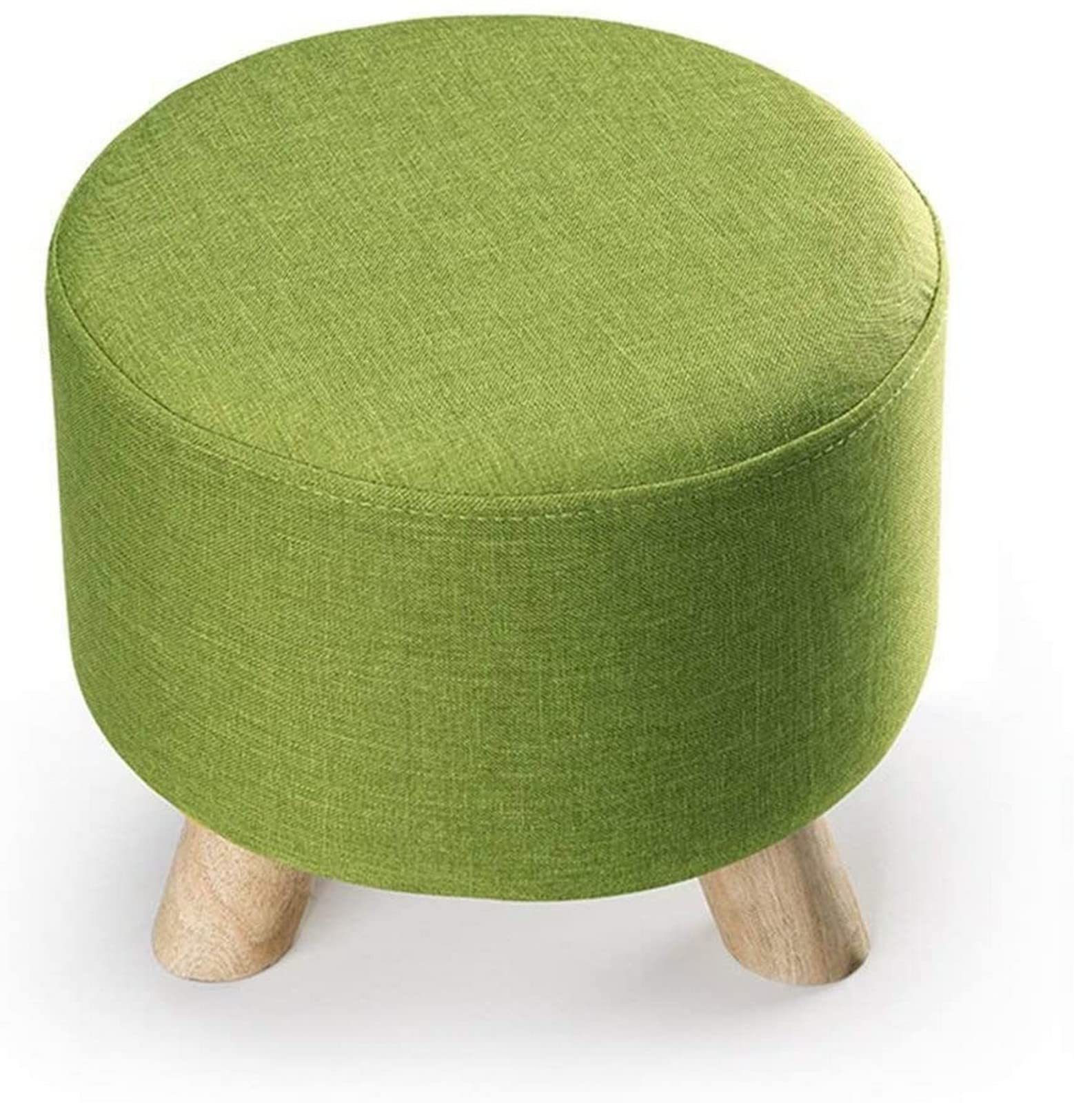 Pouf repose-pieds rembourré avec housse en lin lavable vert