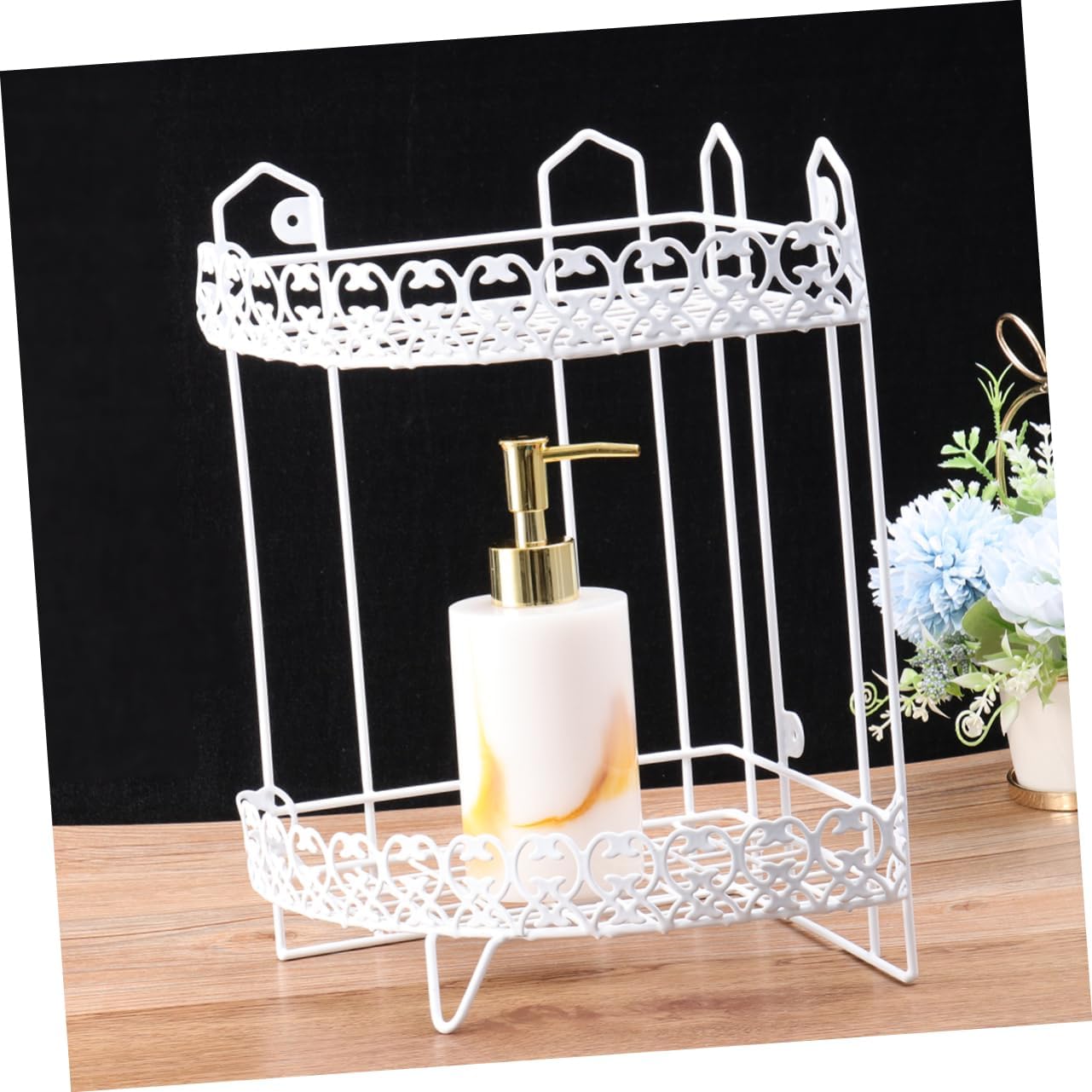Ciieeo Wall-Mounted Corner Storage Rack Multi-Layer Iron Bathroom Shelf No Drilling Decorative Triangle Organizer for Small Spaces 31x20.5x20.5cm