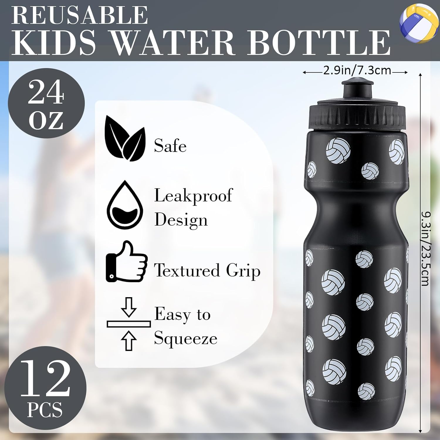 Talltalk 12 Pcs Volleyball Party Favors 24 oz Volleyball Water Bottle Gift for Team with Drawstring Bag Tumbler Cup Sports Themed Accessories for Event Gift Supplies - Image 3