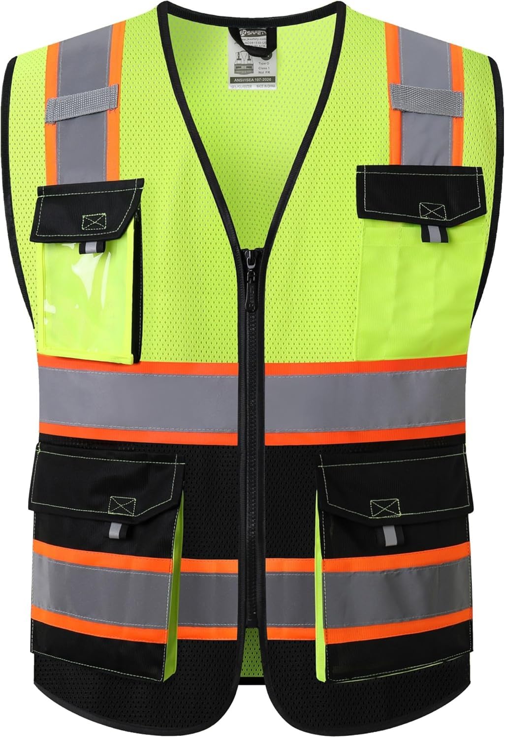 JKSafety Safety Vest for Men Women Hi Vis Reflective Vest JK220 YBlack 5XL