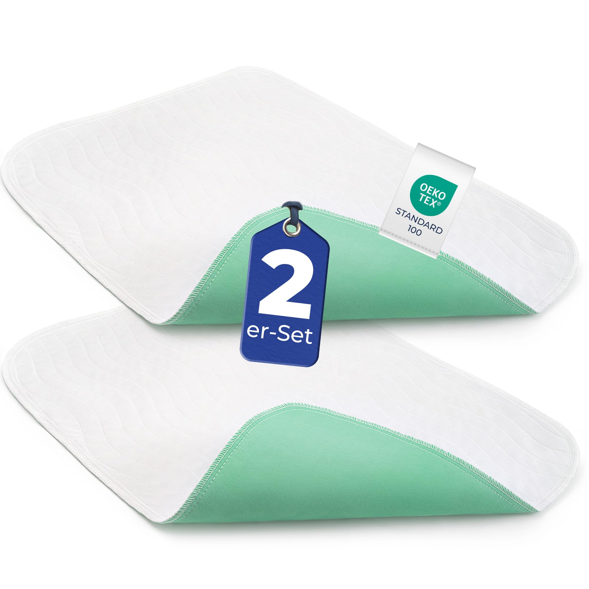 Dreamzie - Inkontinenzunterlage Waschbar 50x70 cm - 2-er Set Matratzenschoner Saugfähig und Wasserdicht - Inkontinenz Bettunterlage 50x70