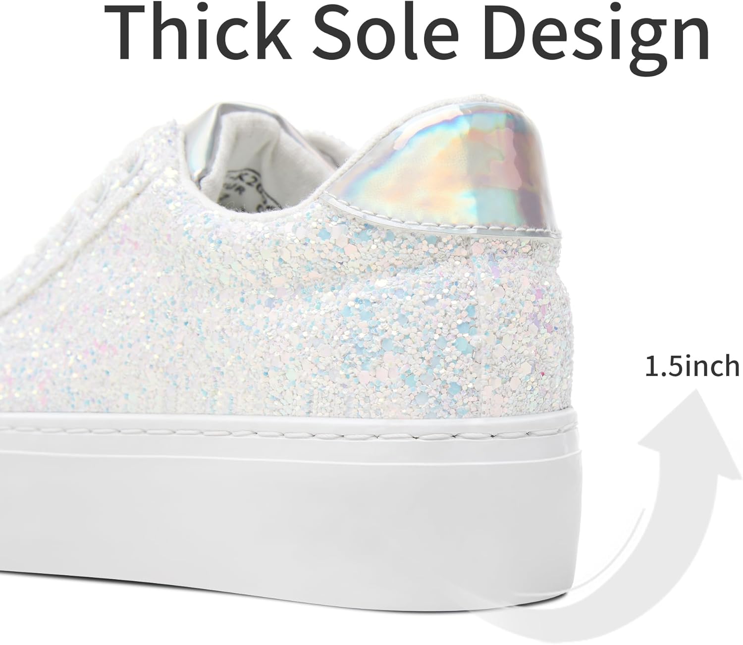 Jeekopeg Glitter Platform Sneakers Women Casual Sequin Sparkly Shoes Bling Thick Sole Walking Shoes Shiny Sequin Wedding Sneakers for Lady - Image 5