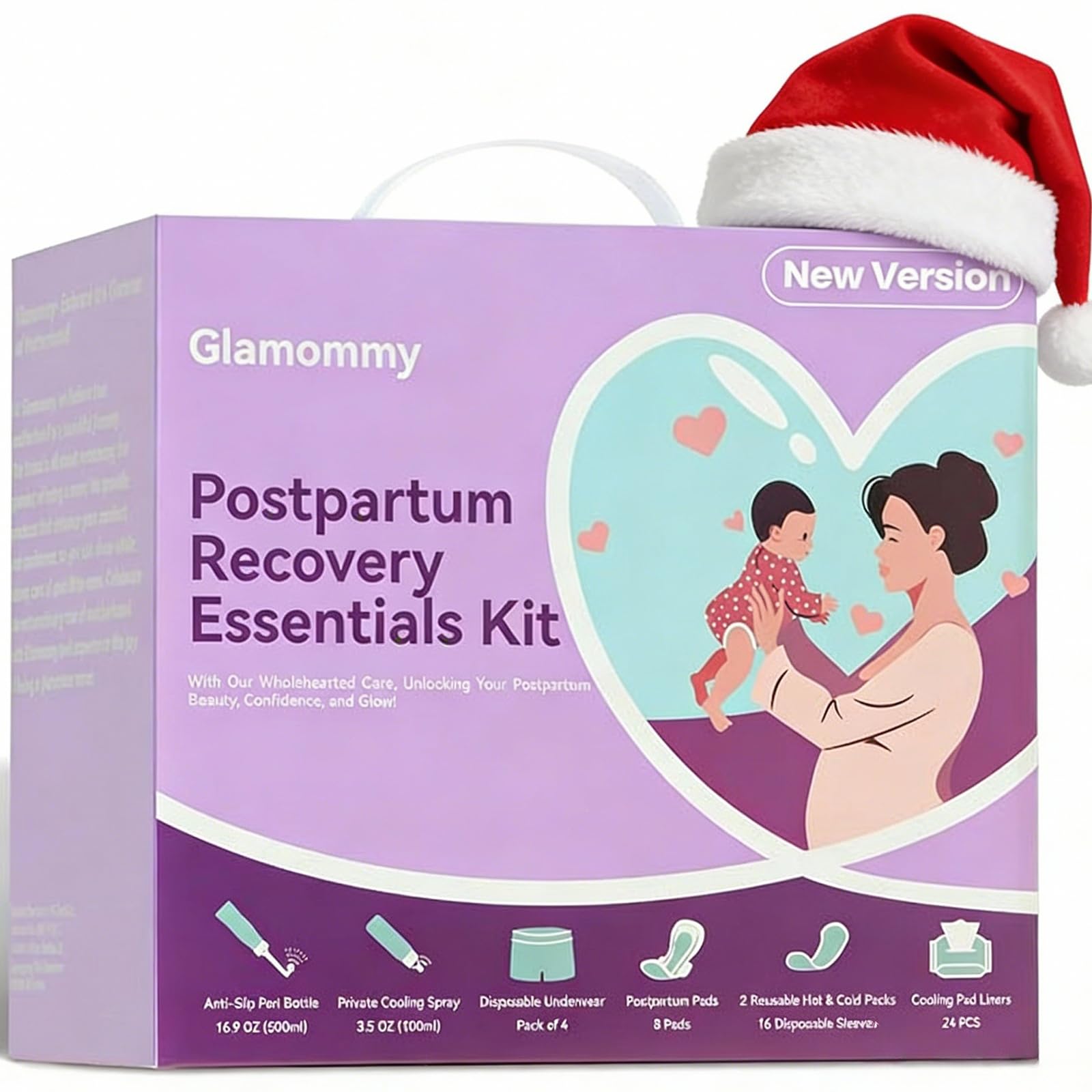 Postpartum Recovery Essentials Kit for Women, Labor & Delivery Postpartum Care, Peri Bottle, Cooling Spray, Disposable Postpartum Underwears, Postpartum Pads, Hot&Cold Packs, Soothing Liners
