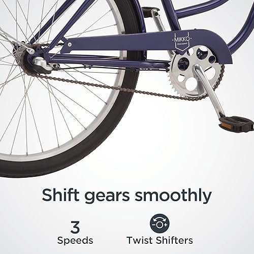 Miniatura 3 de Schwinn Mikko - Bicicleta crucero de playa para adultos, marco de acero de 17 pulgadas, ruedas anchas para estabilidad, frenos traseros y múltiples