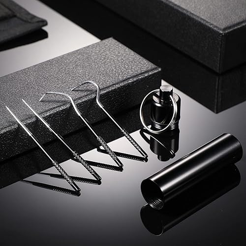 Miniatura 7 de Juego de palillos de dientes de titanio portátiles, palillos de dientes de acero inoxidable reutilizables con soporte para picnic al aire libre y