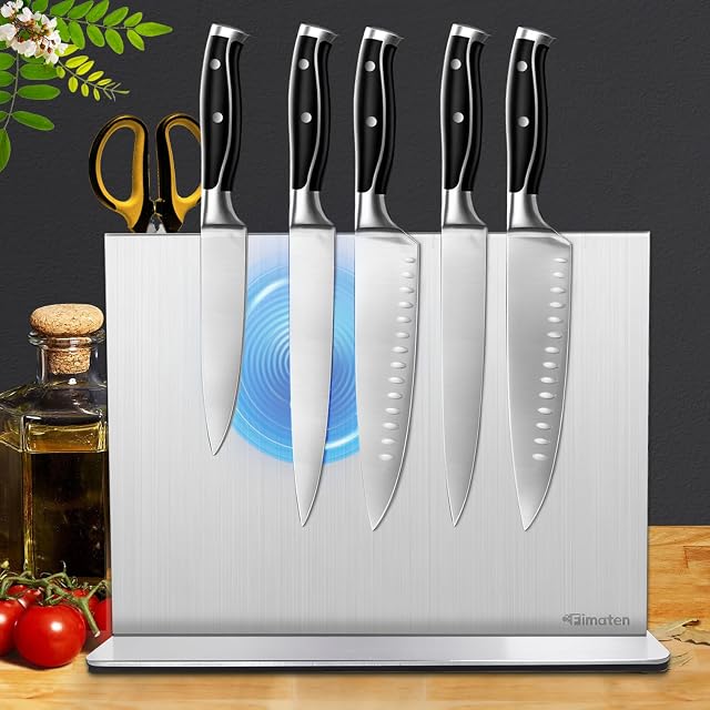 Messerblock Magnetisch ohne Messer, Magnet Messerblock aus Edelstahl, Doppelseitig Magnetischer Messerhalter, Unbestückt Messerblöcke Universal Magnetic Knife Block für Küchenmesser, 30x21,5cm