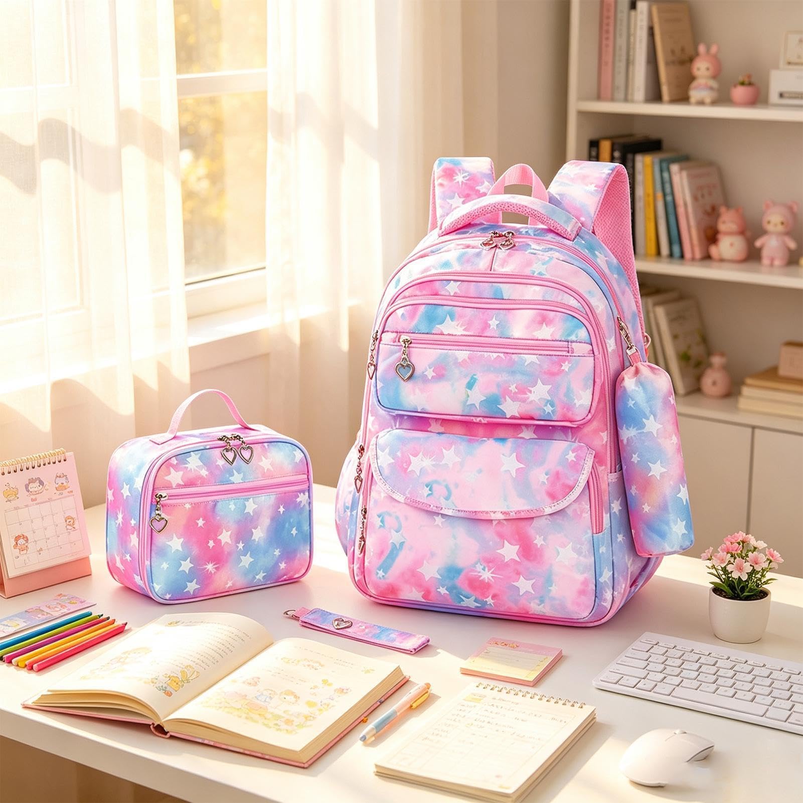 Zaino scolastico per ragazze Zaino Tote Grande Impermeabile Ed Ergonomico | Zaino Rientro A Scuola Tote, Scuole Medie, Elementari, Asilo, Pranzo, Borsellino e Bagaglio da Via