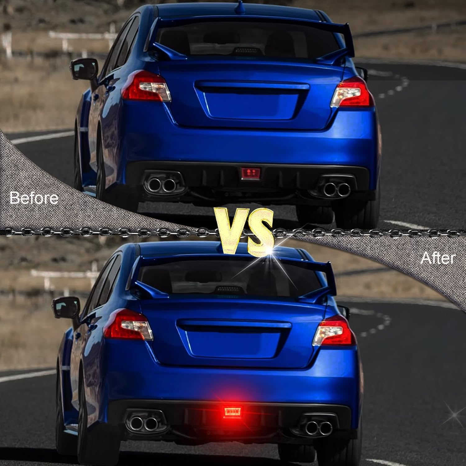 Mounting Bracket Full LED Rear Bumper Reflector Rear Fog Third Brake Light Compatible With Subaru Impreza WRX/STI, Crosstrek, Function As Tail/Brake Lamp, Backup Reverse Light (Smoked)