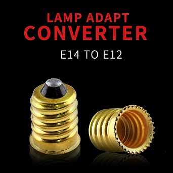 10pcs E14 to E12 Socket Adapter, E14 to E12 Converter, Golden European Base to Candelabra Socket Reducer Adapter