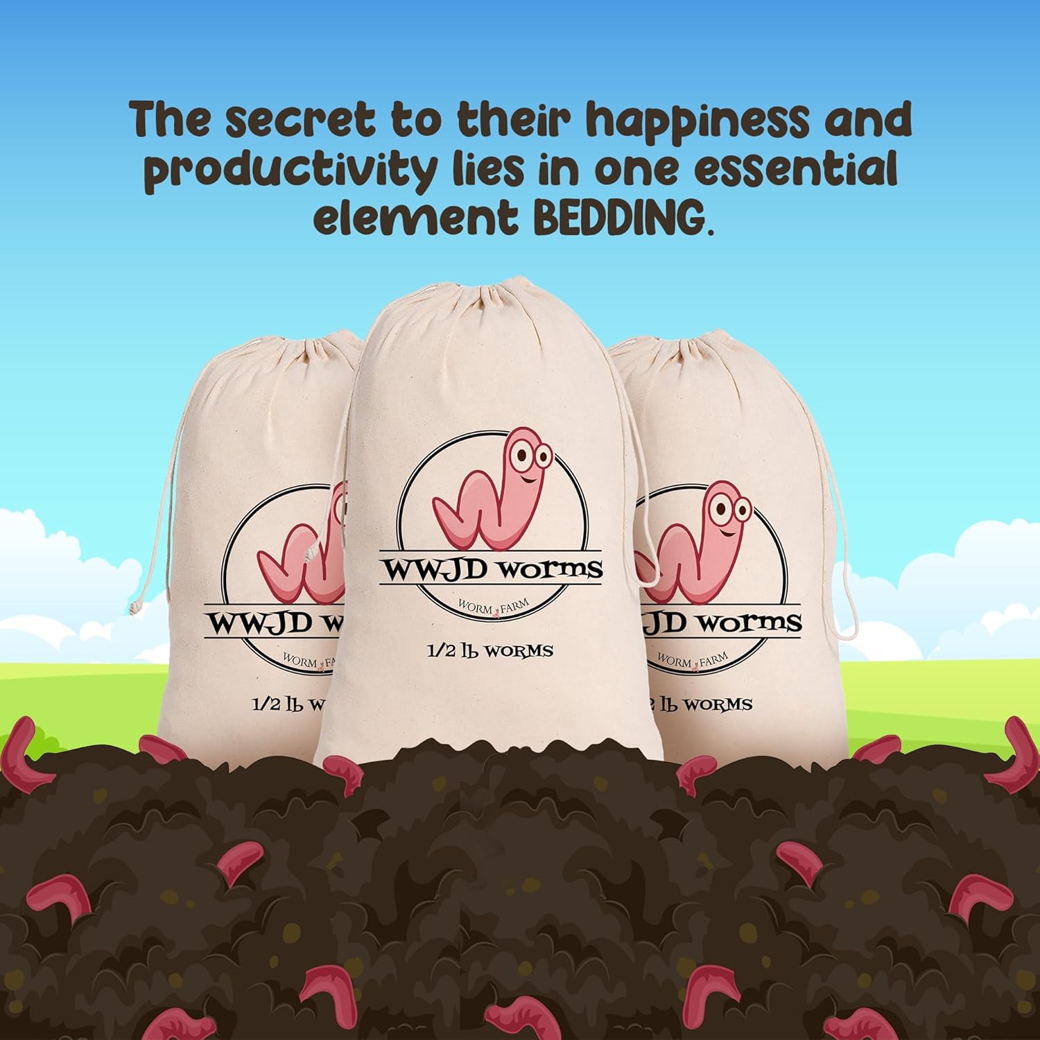 Red Wigglers Composting Worms - 1/2lb Red Worms for Composting - Use on Worm Castings for Plants, Garden, Worm Farm & Compost Starter, Easy to Manage