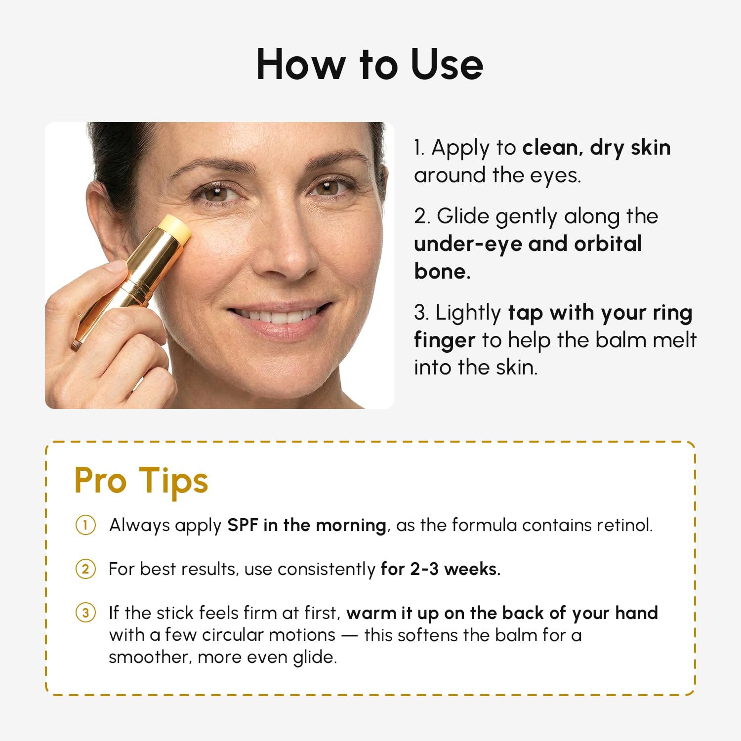 MAREE Retinol Under Eye Brightener Stick - Under Eye Balm - Dark Circles & Bags Corrector - Undereye Wrinkle Balm Stick for Mature Skin with Collagen - Undereye Brightener Cream Moisturizer for Face
