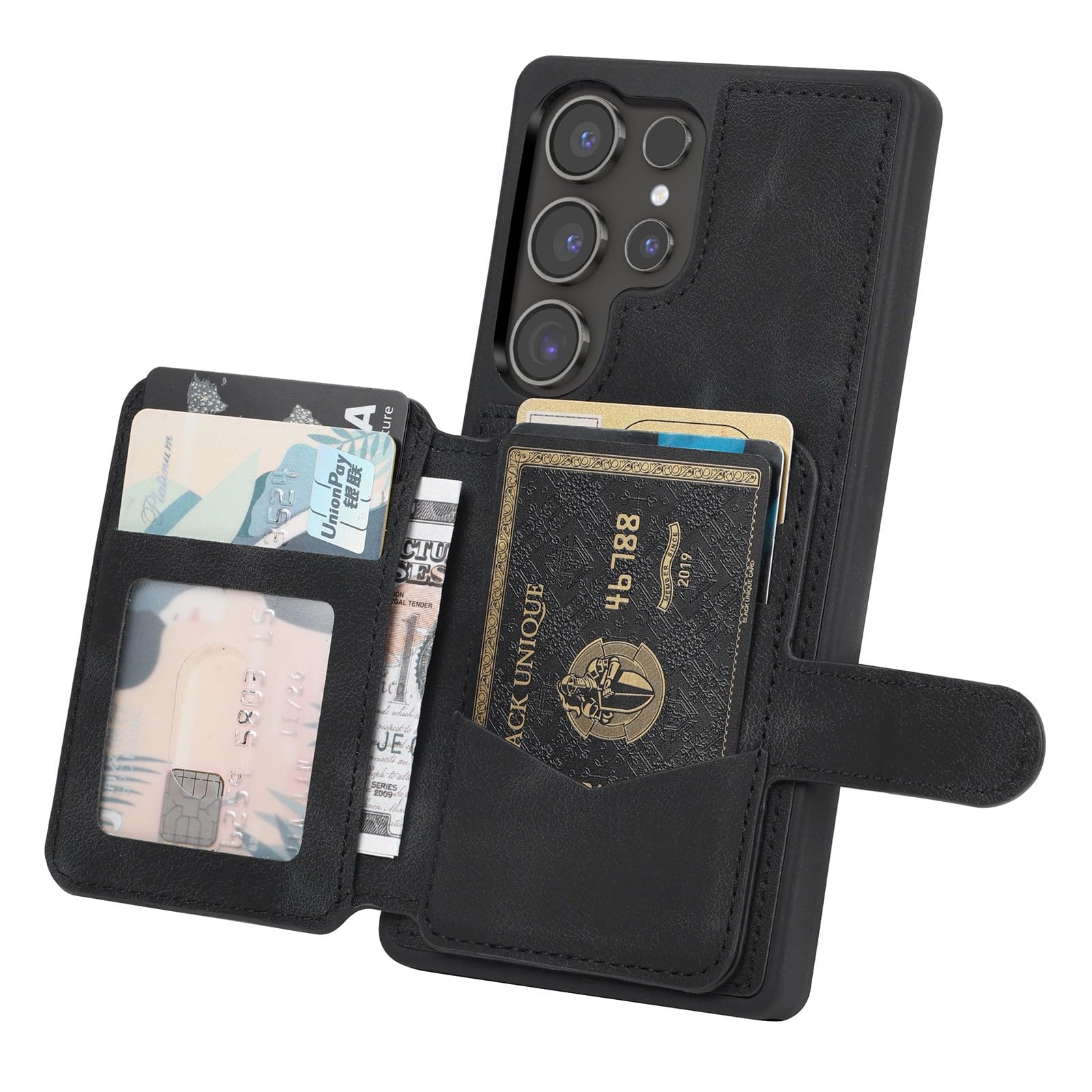 Étui compatible avec Samsung Galaxy S23 FE (couleur : bleu) étui en cuir et silicone avec support arrière