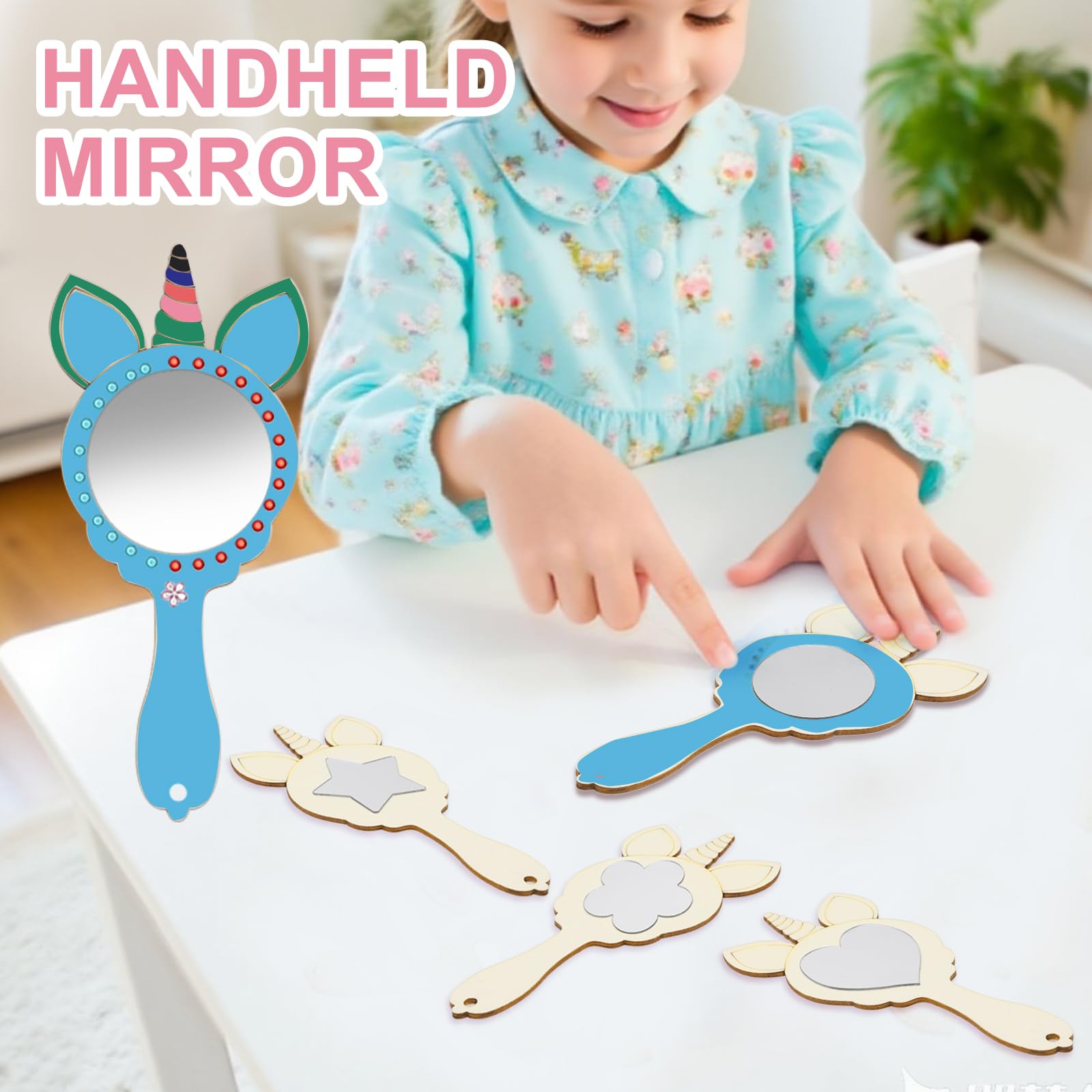 Kit DIY 12 Miroirs En Bois Licorne à Décorer - Activité Manuelle Enfant, Pour Fête D'anniversaire, Bricolage Créatif Fille