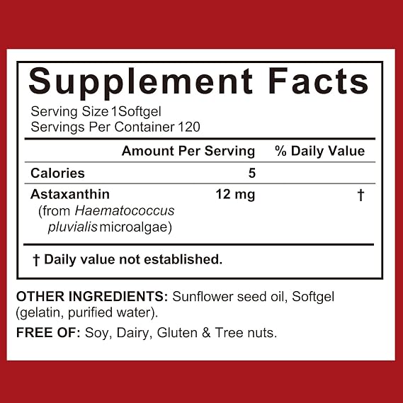 Astaxanthin 12mg, 240 Softgels, 8 Month Supply | Premium Astaxanthin Antioxidant Supplements - Supports Eye, Immune, Joint, Skin Health and Internal Circulation, Easy to Swallow, Non-GMO