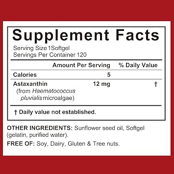 Astaxanthin 12mg, 240 Softgels, 8 Month Supply | Premium Astaxanthin Antioxidant Supplements - Supports Eye, Immune, Joint, Skin Health and Internal Circulation, Easy to Swallow, Non-GMO