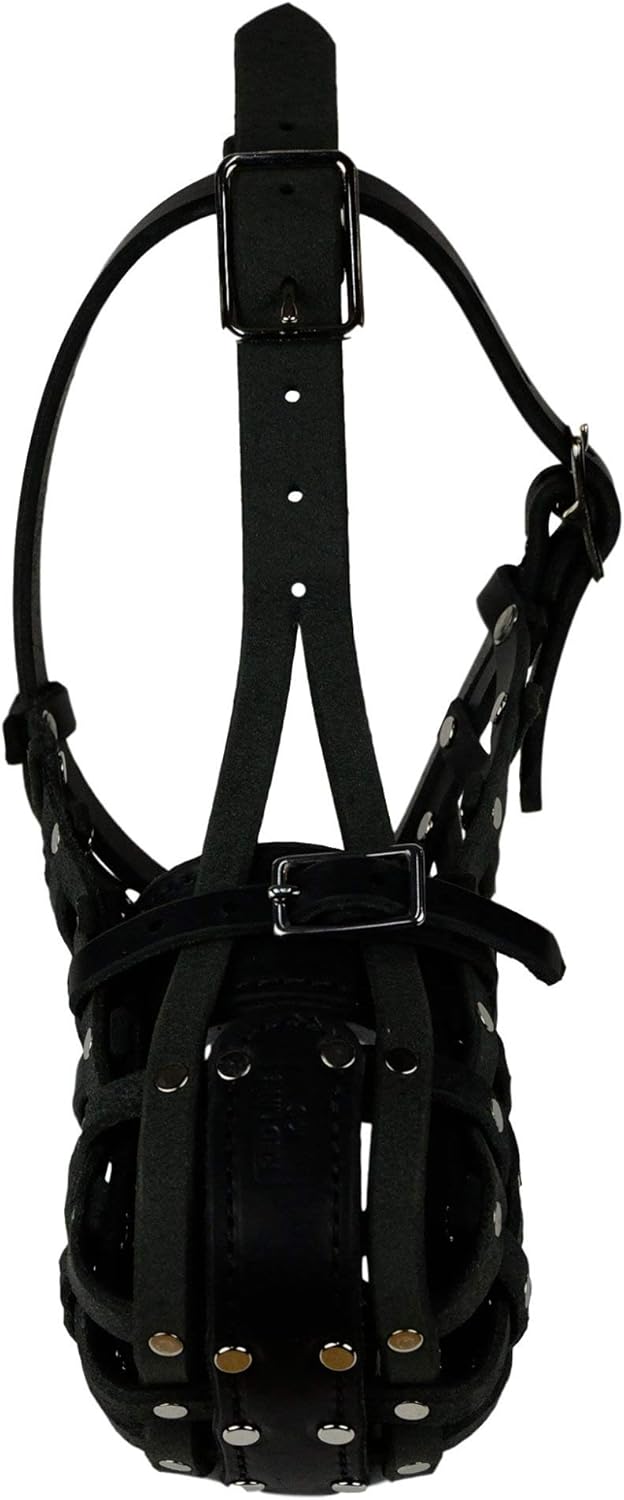 REDLINE K-9 European Leather Basket Dog Muzzle (Medium)