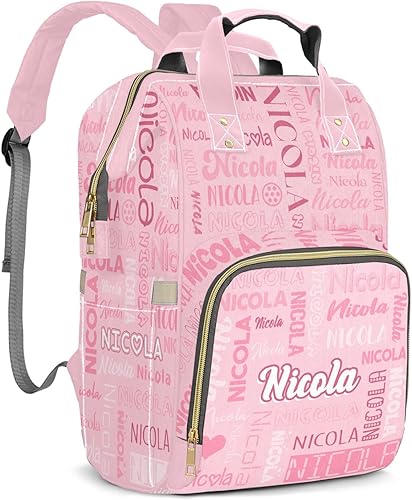 Miniatura 21 de Bolsa de pañales personalizada de gran capacidad con nombre, mochila de pañales personalizada multifunción para bebé niña niño, color 03, Mochilas