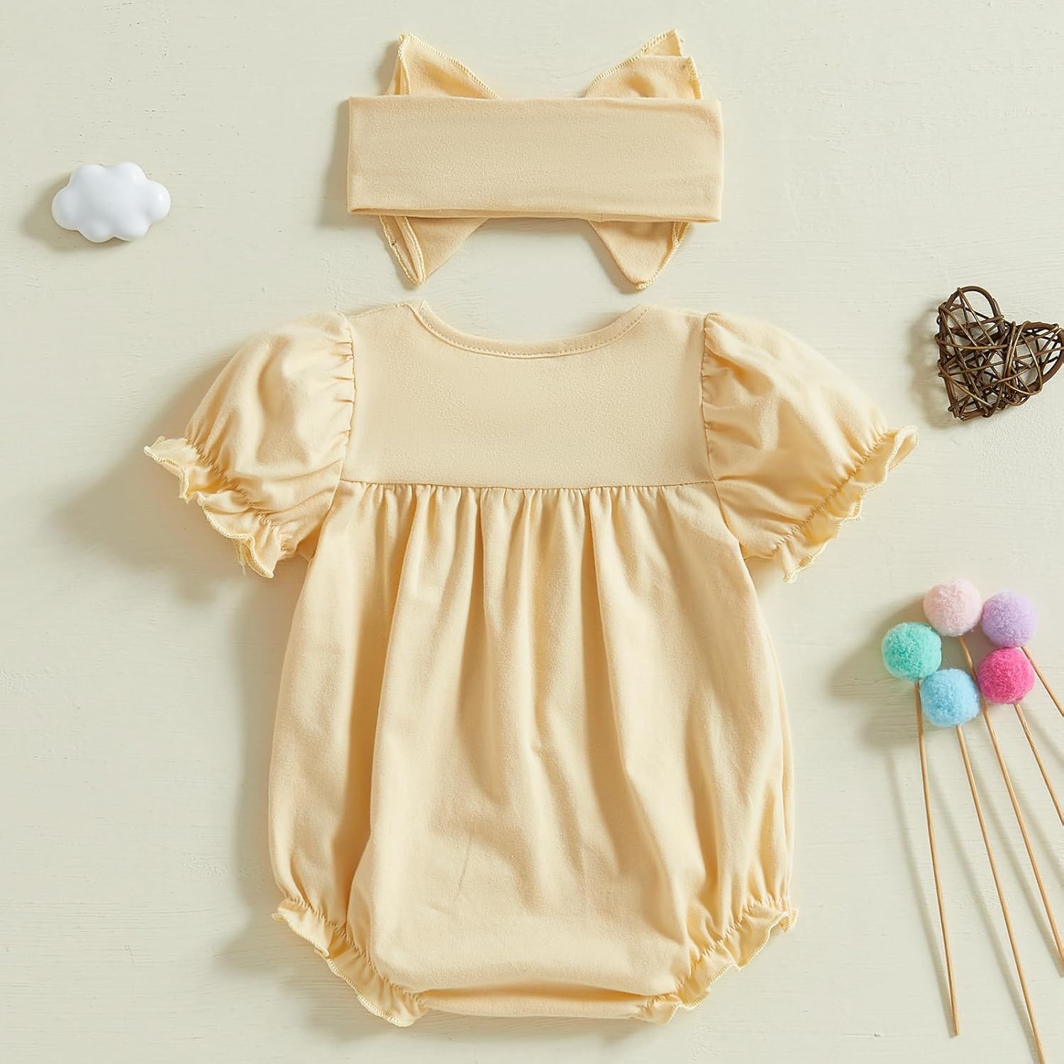 woshilaocai Baby Girls Spring Summer Clothes Newborn Smocked Romper Bubble Vintage Bodysuit Outfit - Image 4