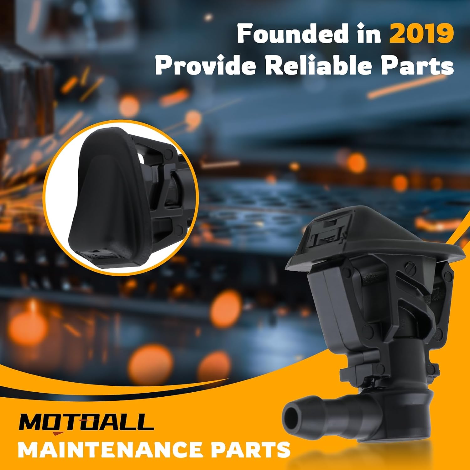 MOTOALL Front Windshield Washer Nozzles 68164356AB Replacement for Jeep Wrangler JK Spray Jet Kit 2013-2018 (pack of 2)
