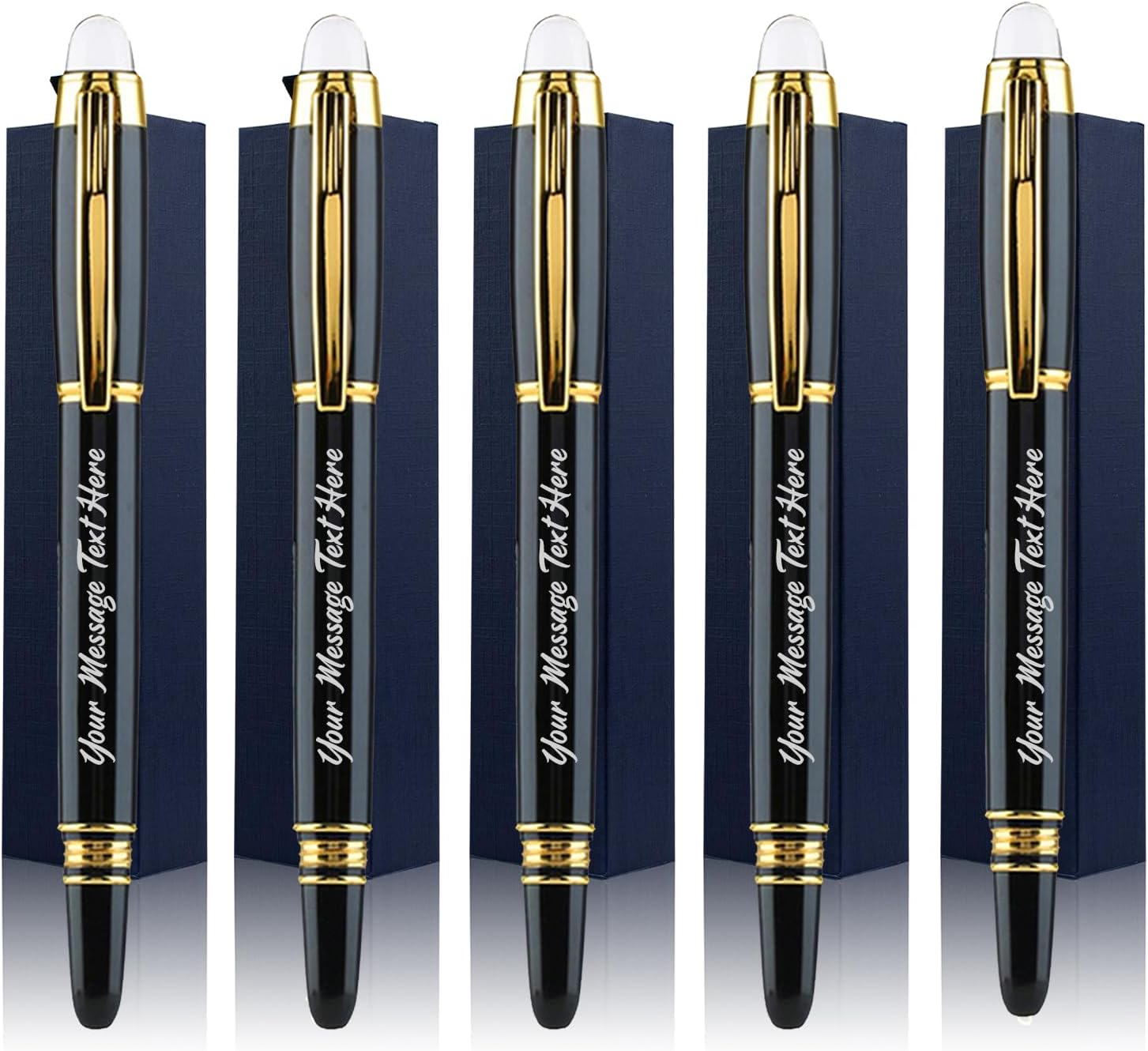 Ancolo Personalized Roller Pens - Luxury Smooth Writing Set with Crystal Tip Black ink-Custom with Your Name or Message, Gift for Students/Teacher/Manager/Lawyer/Professor 5PCS/Pack
