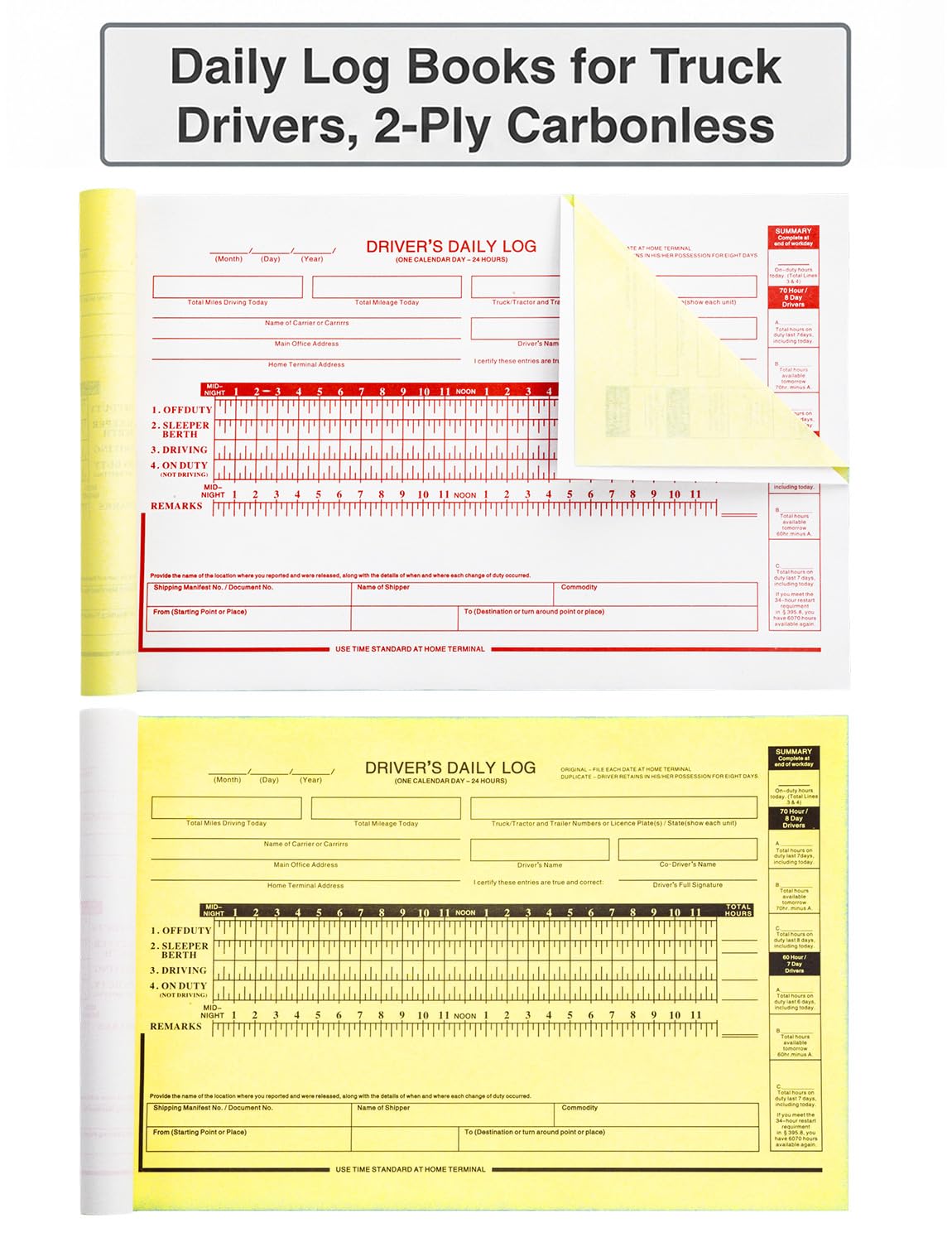 Lot de 12 carnets de bord journaliers 2026 pour conducteurs de camion, carnet de bord à pois autocopiant à 2 plis pour camionneurs, 31 ensembles de formulaires par livre, 21,6 x 14 cm