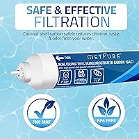 Vista 5 de Metpure In line Water Filter 2" x 10" Coconut Shell Post Activated Carbon Water Filter Replacement with 1/4" OD Quick Connects for Inline Reverse