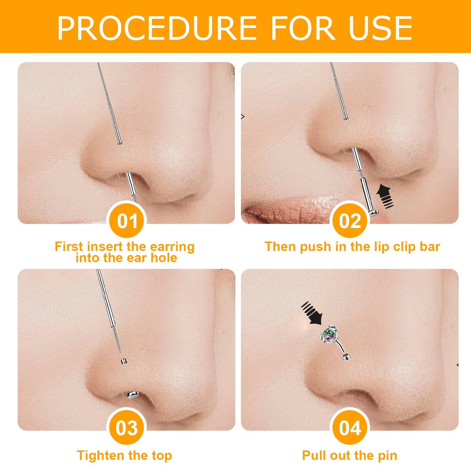 9 PCS Piercing set Piercing Taper Insertion Chirurgenstahl 14G 16G 18G, Piercing Nadeln für Ohr/Nase/Lippe/Zunge/Nippel/Bauchnabel/Piercing Zubehör für Anfänger und Profis, Piercing einführhilfe