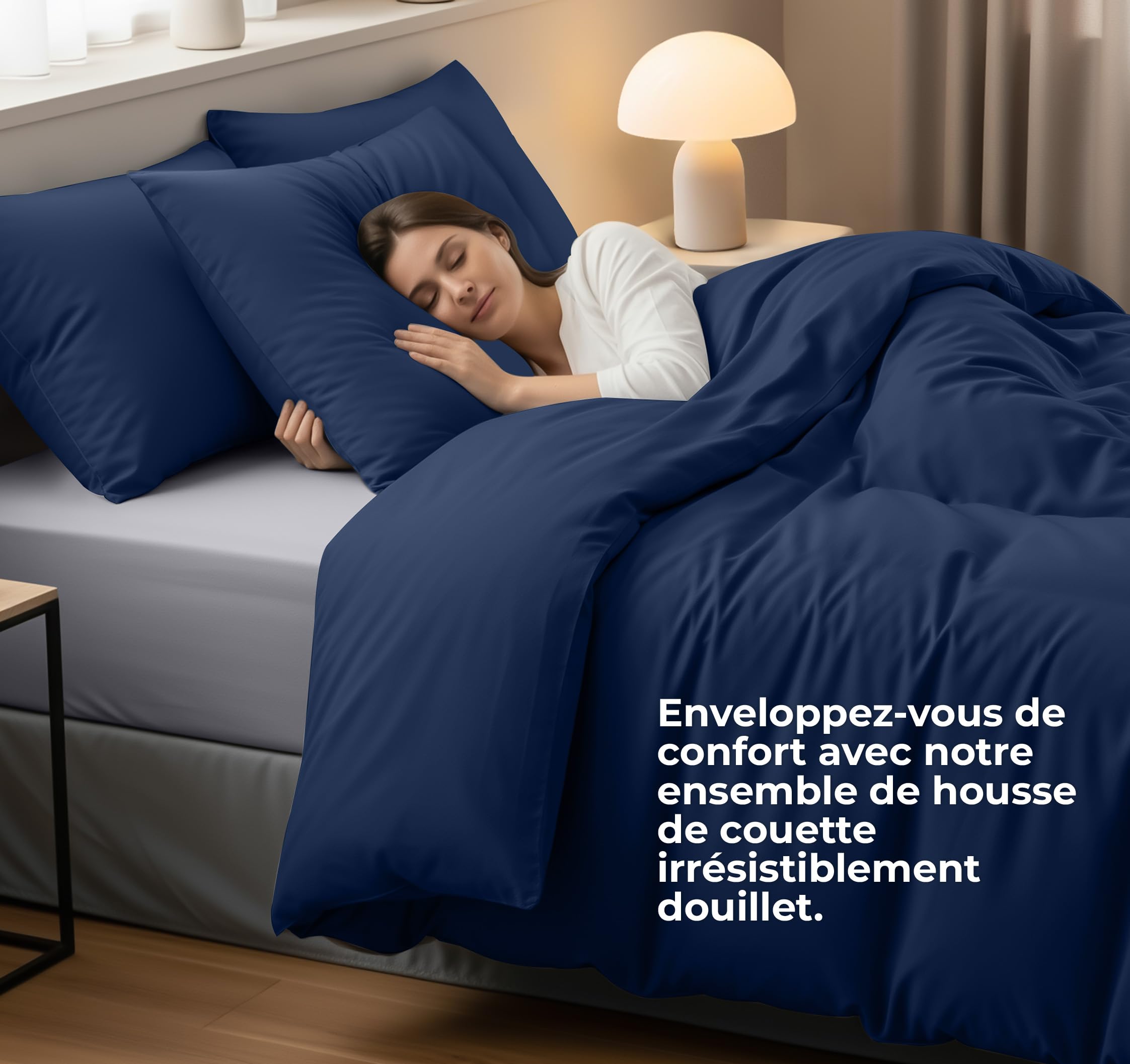 Utopia Bedding Housse de Couette 240x260 cm avec 2 Taies d'oreiller 65x65 cm (Marine) - Parure de Lit 240 x 260 cm - Ensembles de Housses de Couette en Microfibre brossée Douce