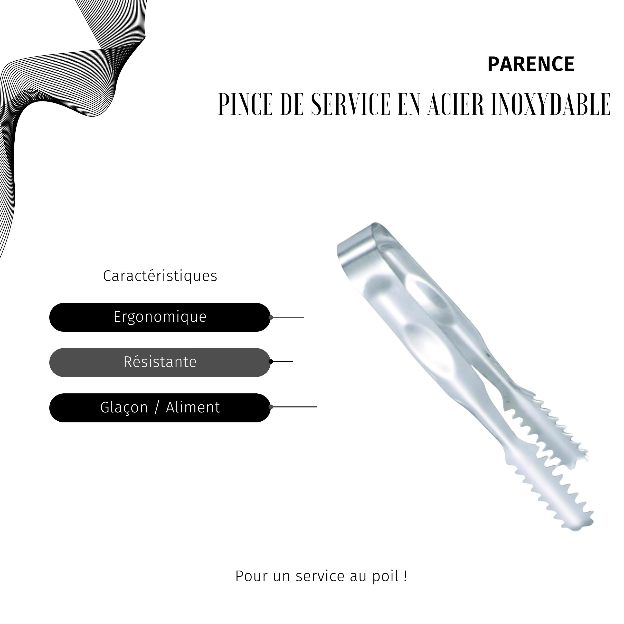 PARENCE Abrazadera de acero inoxidable 21cm para hielo, azúcar, caramelo