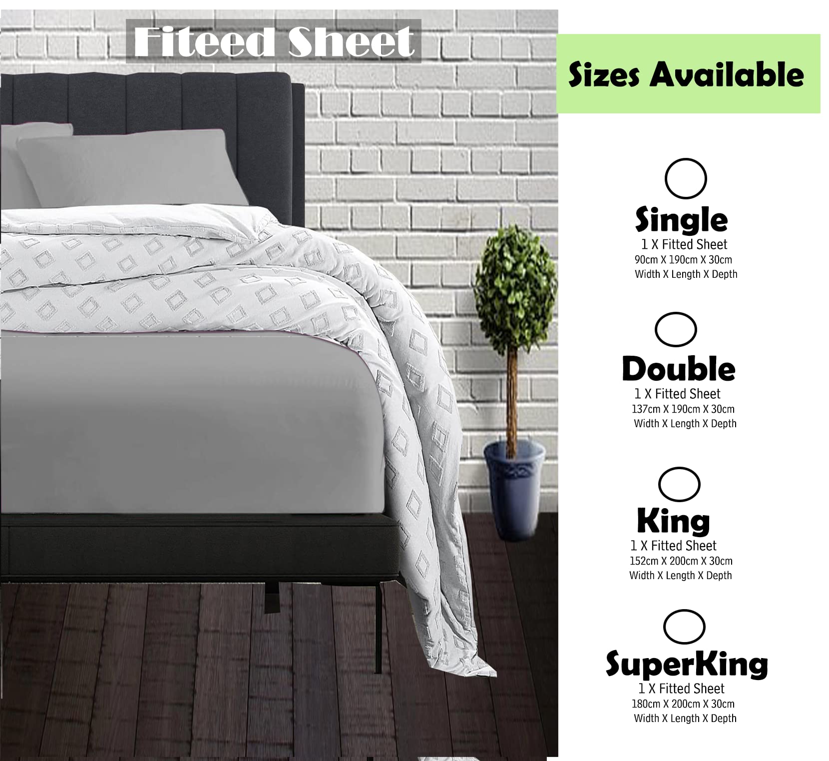 Moonlight Bedding Double Fitted Sheet - 25cm Deep Pockets Ultra Soft Brushed Microfiber Charcoal - View #6