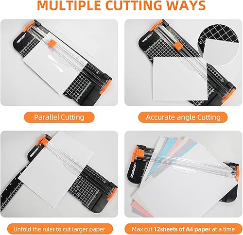 Miniatura 7 de Cortador de papel para aula, recortadora de papel pequeña de 12 pulgadas, herramienta de suministros con protección automática de seguridad y regla