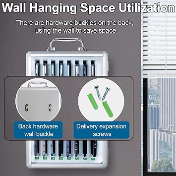 Cell Phone Locker Box, Cell Phones Storage Cabinet with Combination Lock, 12/24/36/48/60 Slots Aluminum Alloy Cell Phone Locker, Wall-Mounted, for Classrooms Factories(37x20x60.5cm/15x8x24in)(29x20x49