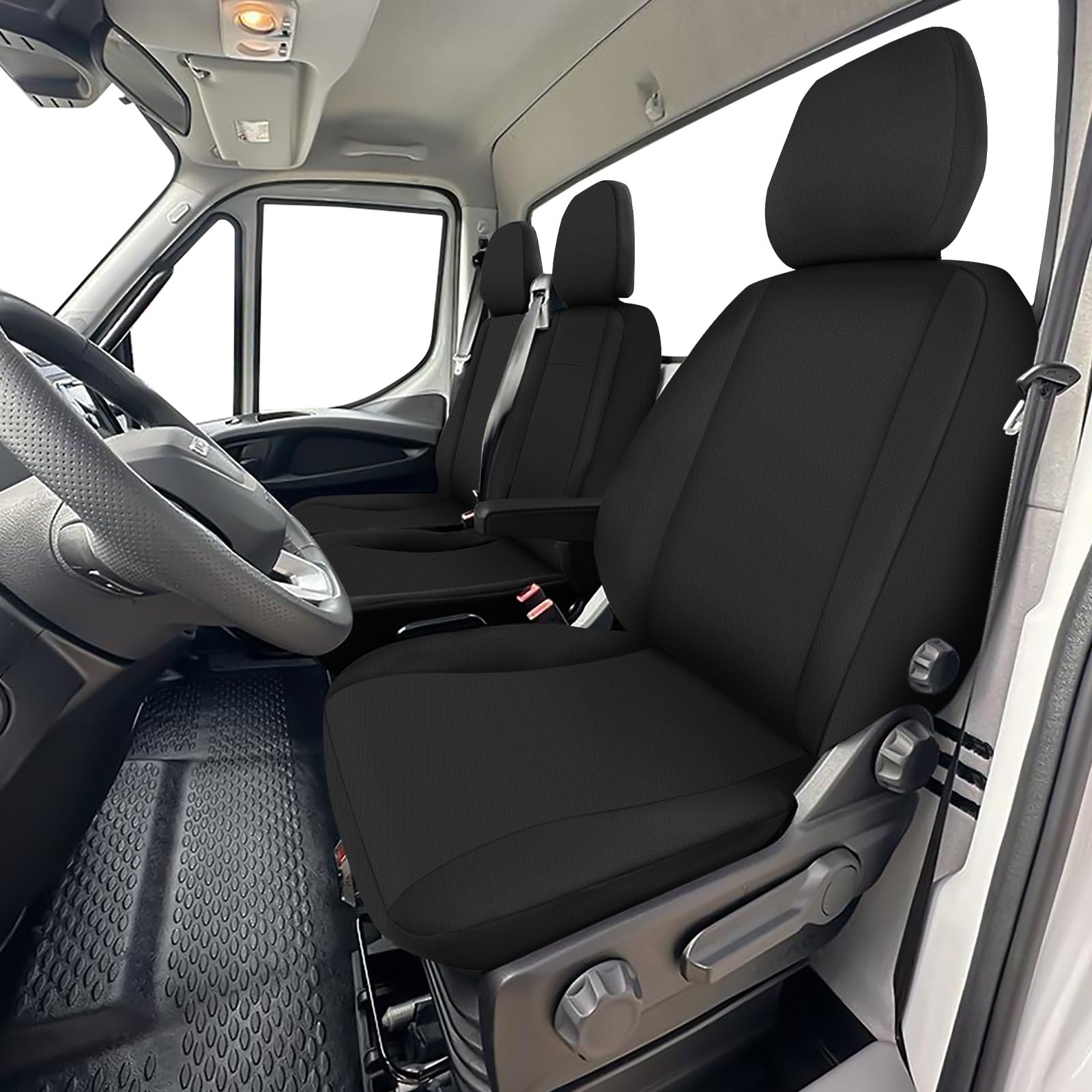 Housse de Siege Voiture, pour Iveco Daily VI 2014-2025 -2+1- Première rangée Housse Voiture Siege Avant, Ensemble de Housses Siège Auto, Noir