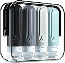 travel Bottles Kit for Toiletries Organizer BPA Free 90ml Silicone Size Containers Portable Bottle Accessories for Conditioner Shampoo Lotion(4 pack),Multicolor (dark travel bottle_01)